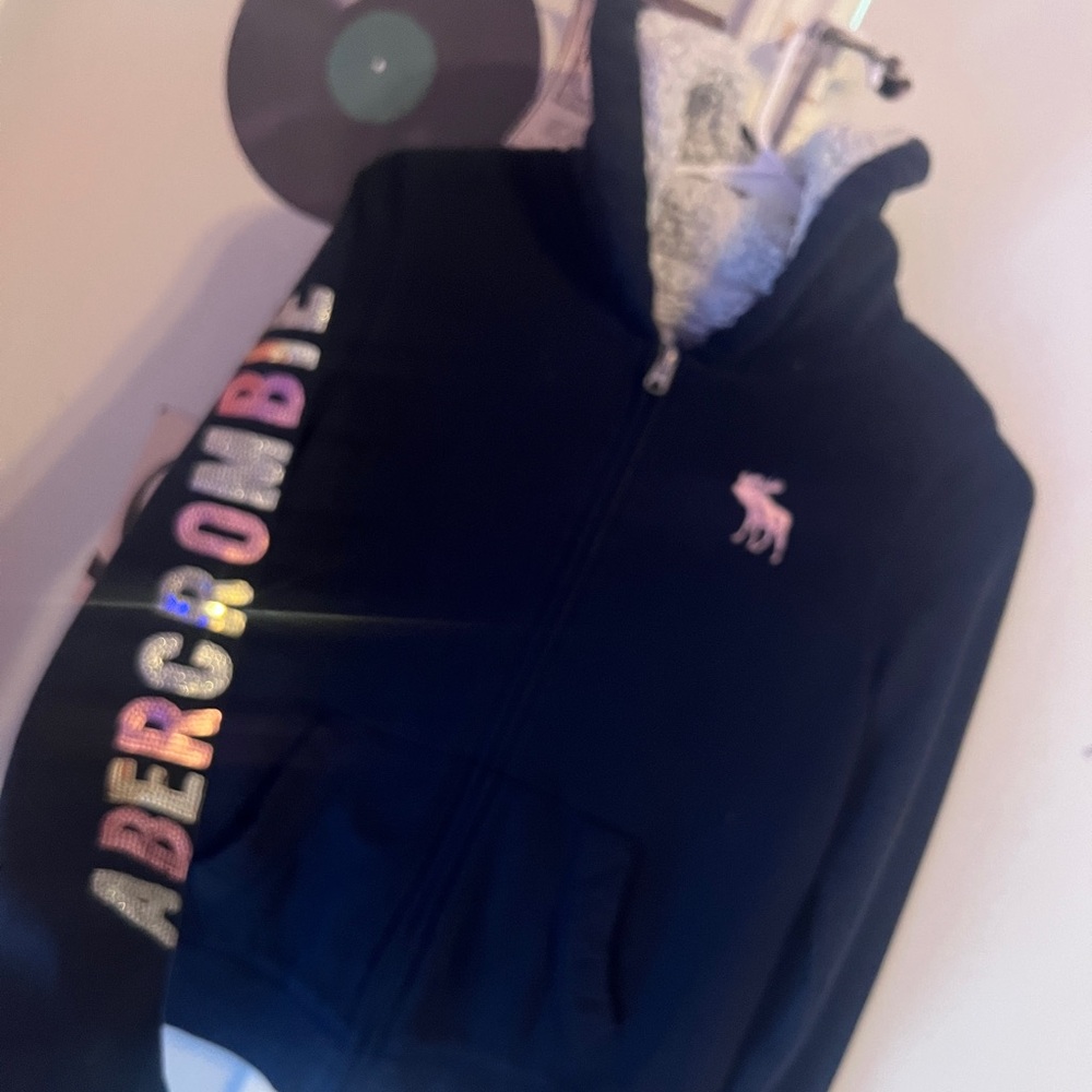 Abercrombie Kids Black Sweater with Pink Logo